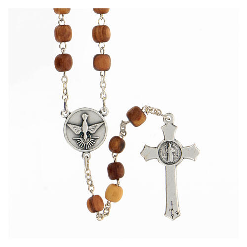 Olivewood Medjugorje rosary with 7 mm beads and Saint Benedict's cross 2