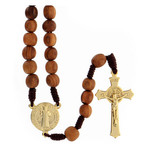 Rosario granos madera olivo 7 mm San Benito 1