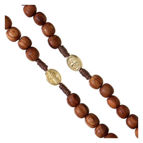 Rosary with olive wood beads 7 mm St Benedict 3