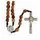 Olive wood rosary beads 7 mm with Saint Benedict medal cord s1