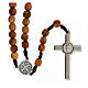Olive wood rosary beads 7 mm with Saint Benedict medal cord s2
