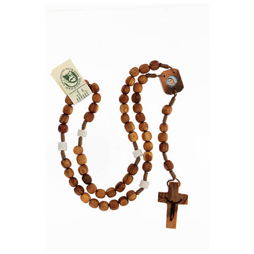 Rosary of Our Lady of Medjugorje, olivewood 8 mm beads and stone Pater 4