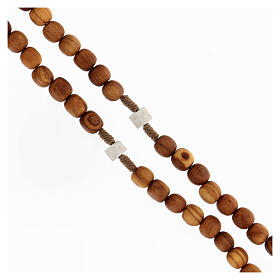 Rosario granos olivo 8 mm piedra Virgen Medjugorje s3