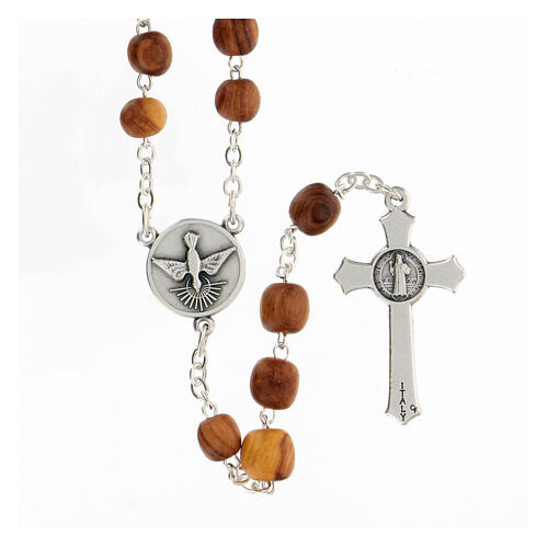 Olivewood rosary of Our Lady of Medjugorje with Saint Benedict's cross 7 mm 2
