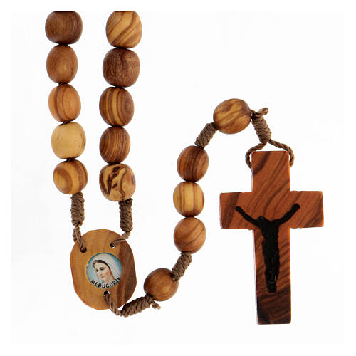 Medjugorje rosary with olivewood 9 mm beads and stone Pater 1