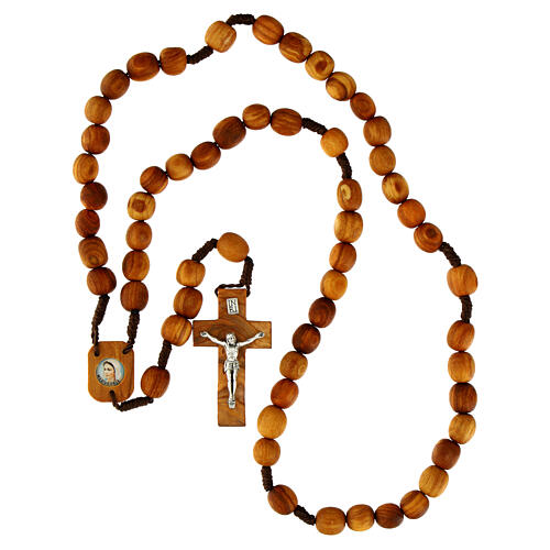 Rosario legno ulivo grani 9 mm pietra Madonna Medjugorje 4