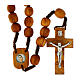 Rosario legno ulivo grani 9 mm pietra Madonna Medjugorje s1