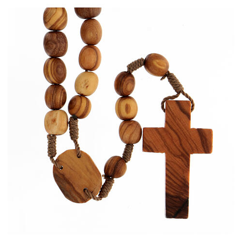 Rosary in olive wood beads 9 mm Medjugorje stone 2