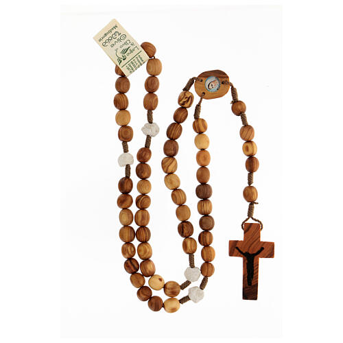 Rosary in olive wood beads 9 mm Medjugorje stone 4