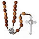 Rope rosary with 9 mm olivewood beads and Saint Benedict's cross s2