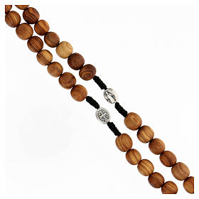 Rosario madera olivo granos 9 mm con cuerda San Benito s3