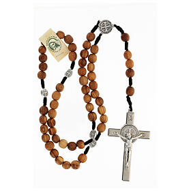 Rosario madera olivo granos 9 mm con cuerda San Benito s4