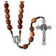 Olive wood rosary St Benedict, 9 mm beads on cord s1