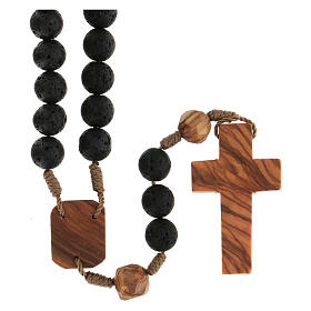 Medjugorje rosary, olivewood and lava stone 10 mm