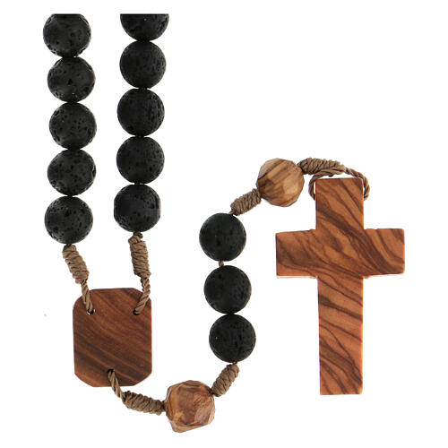 Medjugorje rosary, olivewood and lava stone 10 mm 2