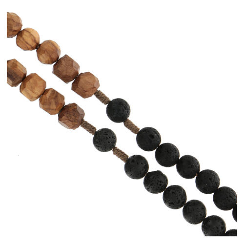 Medjugorje rosary, olivewood and lava stone 10 mm 3
