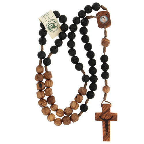 Medjugorje rosary, olivewood and lava stone 10 mm 4