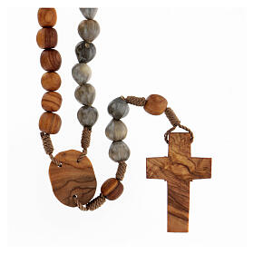 Medjugorje rosary with decade beads in olive wood and cord