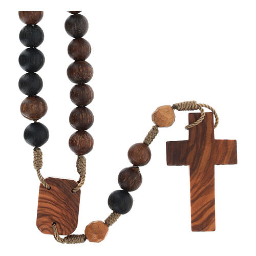 Rosenkranz, Abonos Holz, Medjugorje, 8 mm Perlen, durchbohrtes Kreuz 2