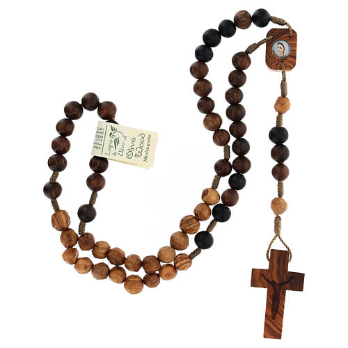 Abonos Medjugorje wooden rosary 8 mm open work cross 4