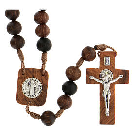 Abonos Medjugorje wooden rosary 9 mm with St Benedict cross