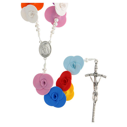 Medjugorje rosary with colored roses 1