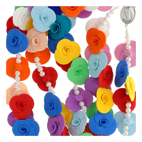 Medjugorje rosary with colored roses 3