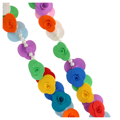 Medjugorje rosary with colored roses 4