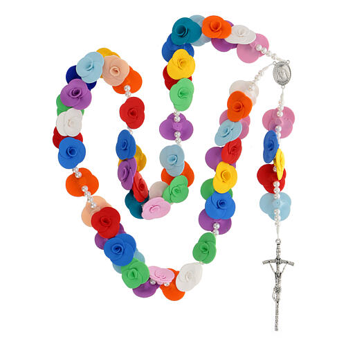 Medjugorje rosary with colored roses 5