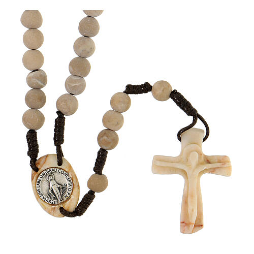 Stone rosary Medjugorje 6 cm light cross 1