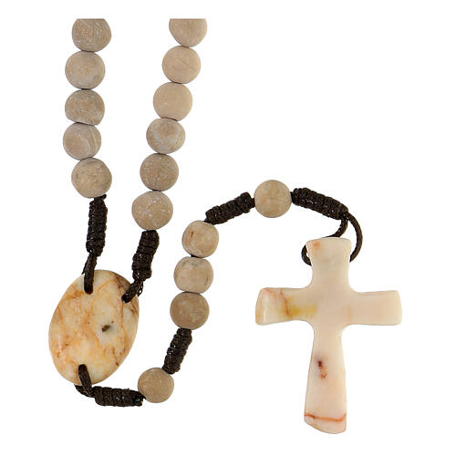 Stone rosary Medjugorje 6 cm light cross 2