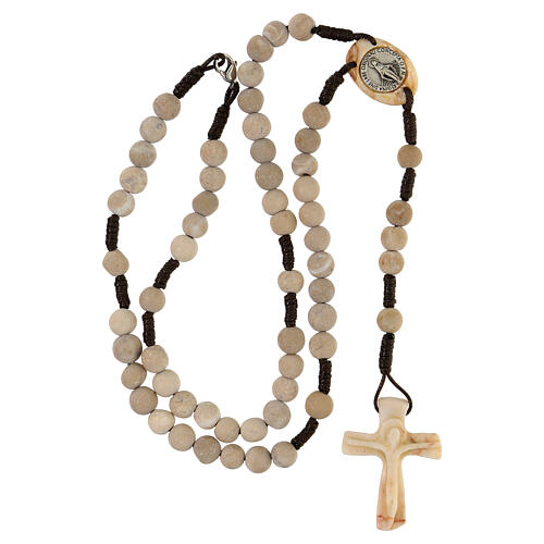 Stone rosary Medjugorje 6 cm light cross 4
