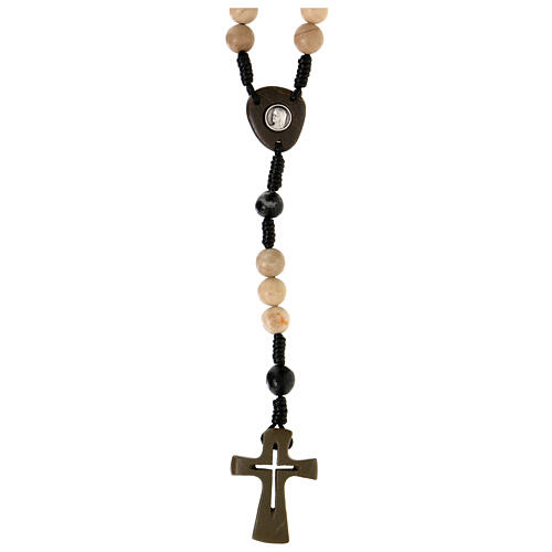Medjugorje stone rosary 6 mm dark cross 1