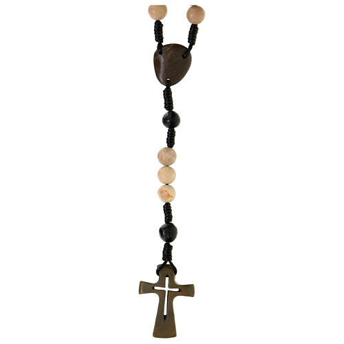 Medjugorje stone rosary 6 mm dark cross 2