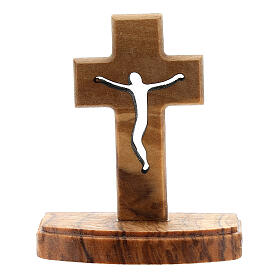 Krzyż drewno oliwne, piedestał, Medjugorje, 5 cm