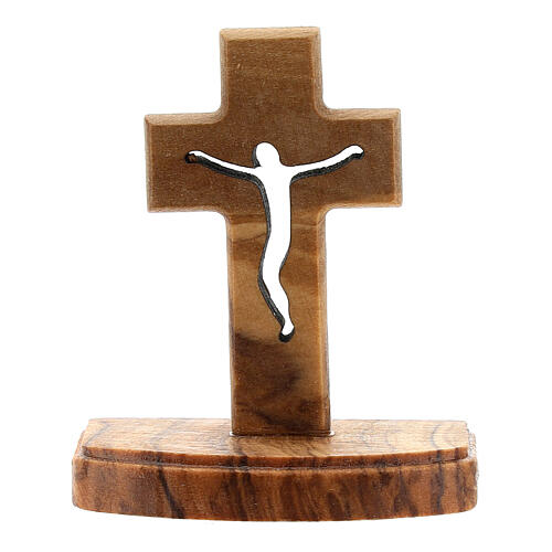 Krzyż drewno oliwne, piedestał, Medjugorje, 5 cm 1