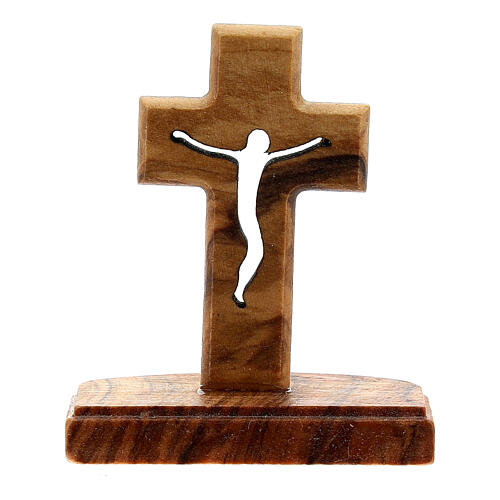 Krzyż drewno oliwne, piedestał, Medjugorje, 5 cm 4