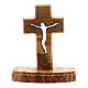 Krzyż drewno oliwne, piedestał, Medjugorje, 5 cm s1