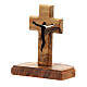 Krzyż drewno oliwne, piedestał, Medjugorje, 5 cm s2
