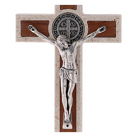 Medjugorje marble cross with Saint Benedict's medal 14 cm
