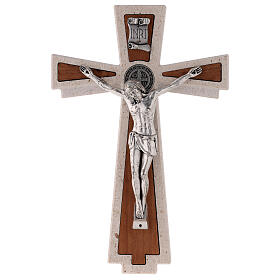 Medjugorje cross with Saint Benedict's cross, marble and wood, 23 cm