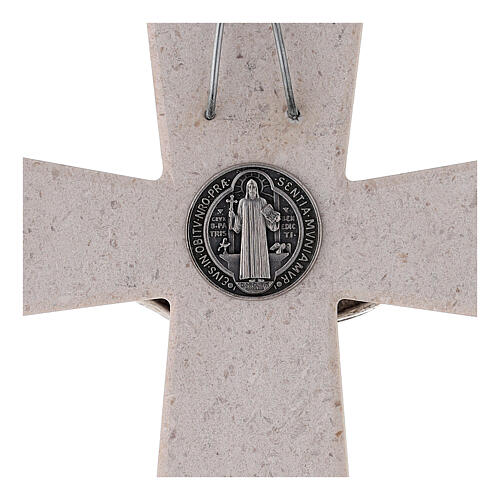 Medjugorje cross with Saint Benedict's cross, marble and wood, 23 cm 4