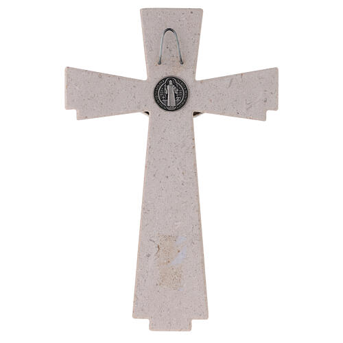 Medjugorje cross with Saint Benedict's cross, marble and wood, 23 cm 6