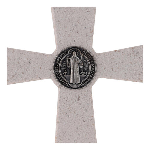 Medjugorje marble cross with Saint Benedict's medal 16 cm 4