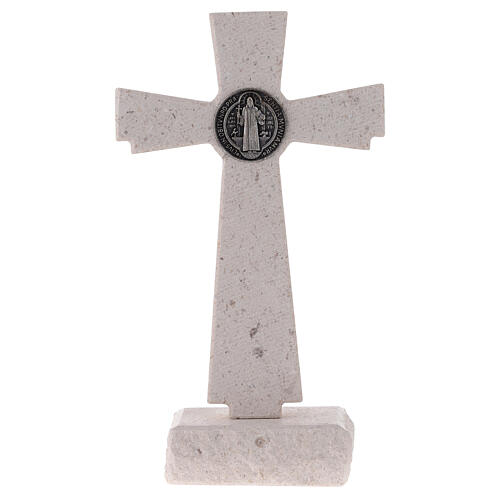Medjugorje marble cross with Saint Benedict's medal 16 cm 6