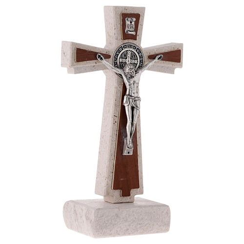 Marble cross Medjugorje St Benedict medal 16 cm 5