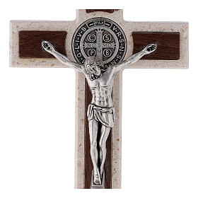 Medjugorje cross with Saint Benedict's medal, marble, 16 cm