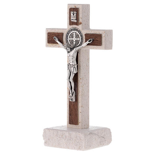 Croce Medjugorje medaglia San Benedetto marmo 16 cm 3