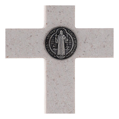 Croce Medjugorje medaglia San Benedetto marmo 16 cm 4