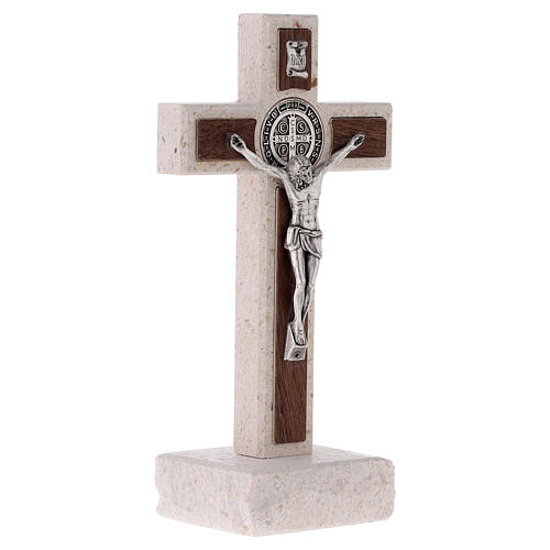 Croce Medjugorje medaglia San Benedetto marmo 16 cm 5